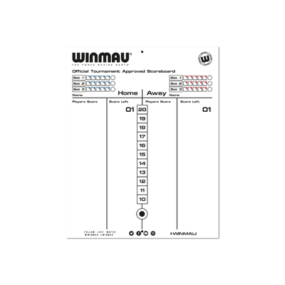 Winmau Dry Wipe Scoreboard Weiß